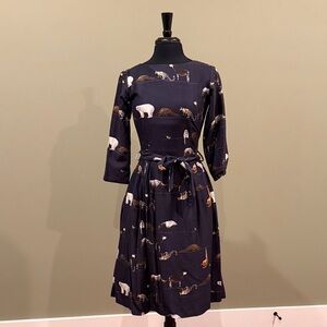 Animal Print Navy Dress